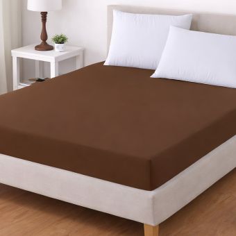 Luxusní napínací mako-jersey prostěradlo s lycrou DELUXE Collection 180x200cm / 30cm elastické, čokoládové