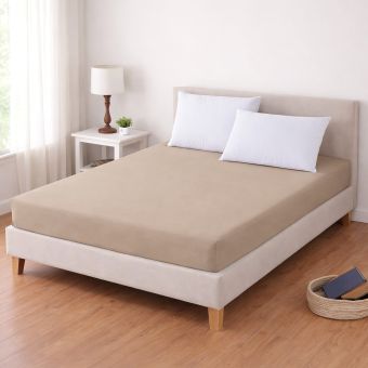 Luxusní napínací mako-jersey prostěradlo s lycrou DELUXE Collection 90x200cm / 30cm elastické, latté / béžové