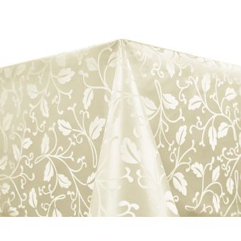 Luxusní ubrus PVC s textilním podkladem PEARL ZG-6262B, damaškový vzor,  perlová, š.140cm (metráž)