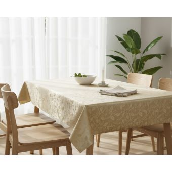 Luxusní ubrus PVC s textilním podkladem PEARL ZG-6262B, damaškový vzor,  perlová, š.140cm (metráž)