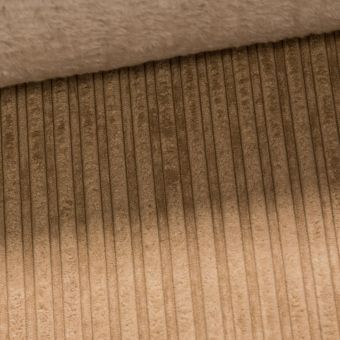 Manšestr polyesterový / plášťovka 8025 1652, jednobarevný béžový, zateplený s kožíškem, š.150cm (látka v metráži)