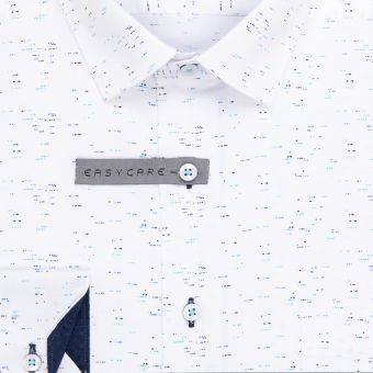 Pánská košile AMJ bavlněná, bílá modře žíhaná, VDBR1314, dlouhý rukáv (regular + slim-fit + prodloužený slim-fit)