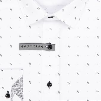 Pánská košile AMJ bavlněná, bílá vzorovaná, VDBR1299, dlouhý rukáv (regular + slim-fit)