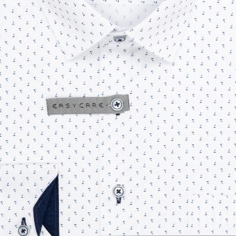 Pánská košile AMJ bavlněná, bílá vzorovaná, VDBR1330, dlouhý rukáv (regular + slim-fit + prodloužená délka)