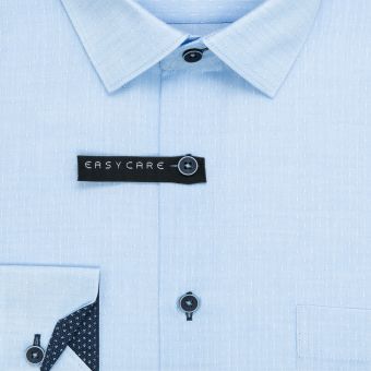 Pánská košile AMJ bavlněná, světle modrá puntíkovaná, VDR1348, dlouhý rukáv (regular + slim-fit + prodloužený slim-fit)