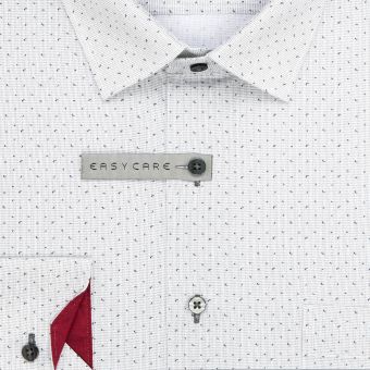 Pánská košile AMJ bavlněná, světle šedá vzorovaná, VDBR1339, dlouhý rukáv (regular + slim-fit + prodloužený slim-fit)