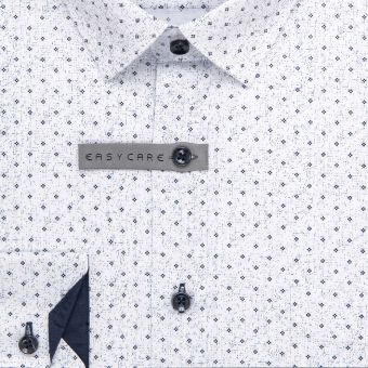 Pánská košile AMJ bavlněná, bílá s tmavě modrými tečkami VDBR1416, dlouhý rukáv (regular + slim-fit + prodloužená délka)