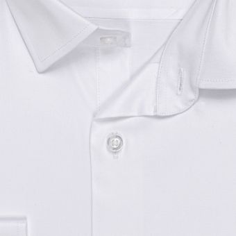 Luxusní pánská košile bavlněná se saténovou úpravou Lui Bentini PLATINUM, bílá jednobarevná LDB239, dlouhý rukáv, (regular + slim fit)