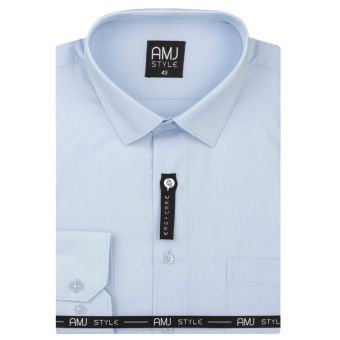 Pánská košile AMJ, světle modrá s vytkávaným vzorem, VD003, dlouhý rukáv (regular + slim-fit + prodloužený slim-fit)