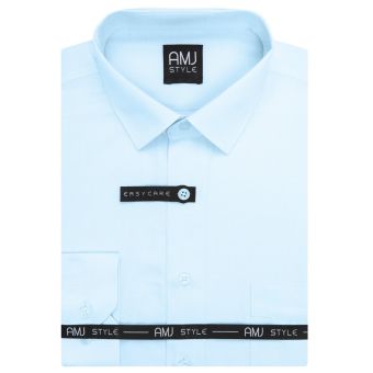 Pánská košile AMJ, světle modrá s vytkávaným vzorem, VD003, dlouhý rukáv (regular + slim-fit + prodloužený slim-fit)