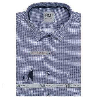 Pánská košile AMJ z lyocellu, modrobílá křížkovaná VDER1524, dlouhý rukáv (regular + slim-fit)
