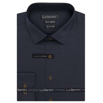 Pánská košile Lui Bentini, černo-zlatá puntíkovaná LDS244, dlouhý rukáv, slim fit