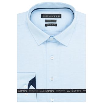 Pánská košile Lui Bentini, světle modrá vzorovaná LDS230, dlouhý rukáv, slim fit