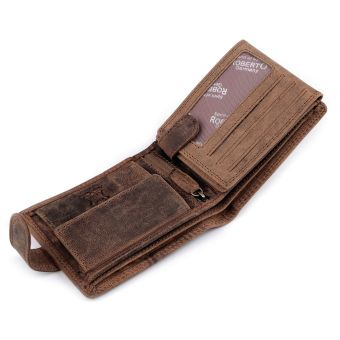 Pánská kožená myslivecká peněženka s RFID ochranou, 870349/20, hnědá - jelen, matná, 9,5 x 15 x 3,5 cm