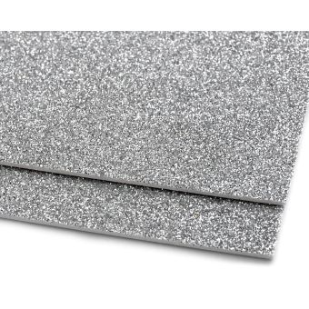 Pěnová guma Moosgummi 20x30cm, 750861 jednobarevná 2 stříbrná, tloušťka 1,9mm, s glitry