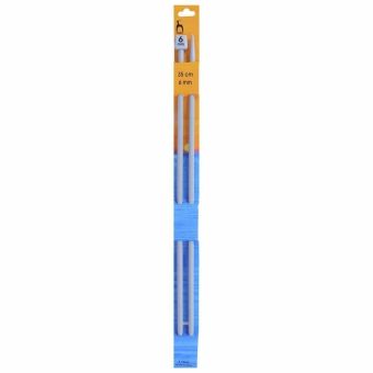 Pletací jehlice PONY, hliníkové, rovné, 2 kusy, délka 35cm, velikost 6mm
