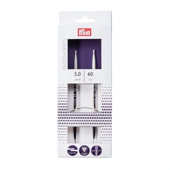 Pletací jehlice PRYM ERGO 215606, ergonomické plastové, kruhové, 1 kus, délka 60cm, velikost 5mm