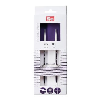 Pletací jehlice PRYM ERGO 215805, ergonomické plastové, kruhové, 1 kus, délka 80cm, velikost 4,5mm