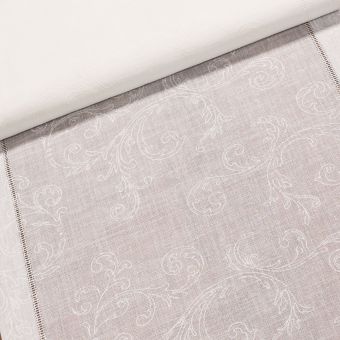 Polyesterové plátno  / štola na metráž 67700 smetanová s výšivkou, š. 45cm (látka v metráži)