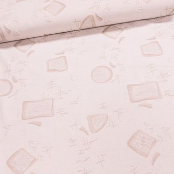Potahová látka DOMINO VZOR, ornamenty na krémové, š.140cm (látka v metráži)
