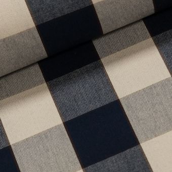 Potahové akrylové plátno (dralon, teflon) na zahradní nábytek, modro-béžová kostka, š.140cm (látka v metráži)