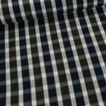 Potahové akrylové plátno (dralon, teflon) na zahradní nábytek, tmavě modro-šedé pruhokáro, š.180cm (látka v metráži)