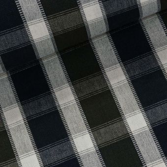 Potahové akrylové plátno (dralon, teflon) na zahradní nábytek, tmavě modro-šedé pruhokáro, š.180cm (látka v metráži)