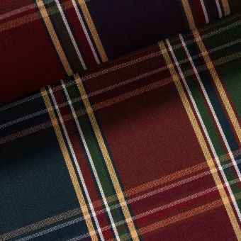 Potahové akrylové plátno (dralon, teflon) na zahradní nábytek, vínovo-modro-zelené káro, š.140cm (látka v metráži)