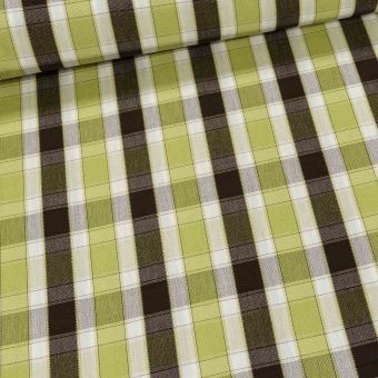Potahové akrylové plátno (dralon, teflon) na zahradní nábytek, zeleno-hnědé pruhokáro, š.180cm (látka v metráži)