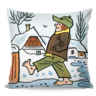 Dětský povlak na polštářek JOSEF LADA TEN NÁŠ PAVEL, bílý zimní vzor, 40x40cm