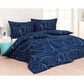 Povlečení Matějovský EZIO BLUE, vlnky a proužky, modré, 140x200cm + 70x90cm, (více materiálů)