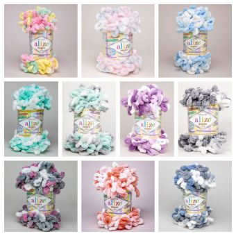 Příze s oky Alize PUFFY COLOR pro ruční pletení bez jehlic, melírovaná, efektní, 100g/9m