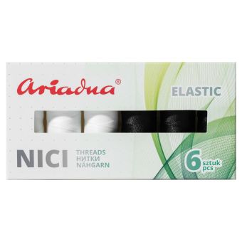 Sada elastických nití ELASTIC ARTYN FLEX 120/180m White&Black / černá, bílá, návin 180m, 6 kusů v balení