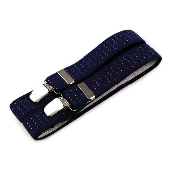 Šle pánské, délka 125cm, šíře 3cm, tvar X, tmavě modré s bílými tečkami, 650255/39