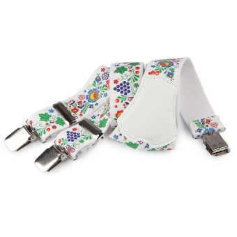 Šle pánské FOLKLOR ČERNÉ, délka 120cm, šíře 4cm, tvar Y, květinový vzor, 650363/04