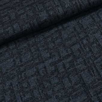 Směsový úplet N14089, černo-modrý geometrický vzor, š.150cm (látka v metráži)
