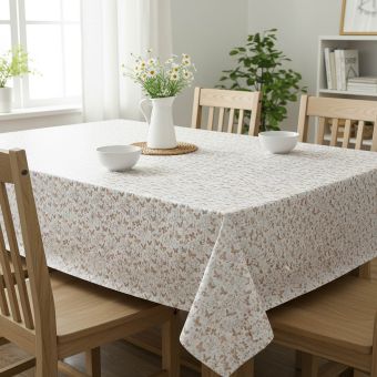 Ubrus PVC s textilním podkladem 1784-03, motýlci hnědí na bílém, š.140cm (metráž)