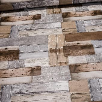 Ubrus PVC s textilním podkladem 55Q/02, dřevo skládané tmavé, béžová, š.140cm (metráž)
