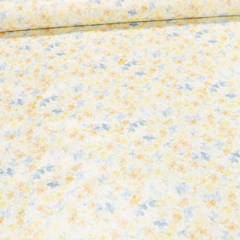 Ubrus PVC s textilním podkladem D48/04, lososové, modré a žluté aqua květy, š.140cm (metráž)