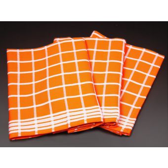 Kuchyňské utěrky EGYPTSKÁ BAVLNA 03, oranžové káro, 3 kusy, 50x70cm