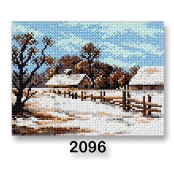 Vyšívací předloha, obrázek na vyšívání 70246/2096, zimní krajina, bílá, 18x24cm