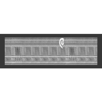 Záclonová řasící páska, stuha 13.85.000.2, multifunkční 4 v 1 (Ikea háčky), řasení univerzální a 1:2, průhledná, šířka 8,5cm (v metráži)