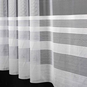 Žakárová záclona LINEA 2504, proužkovaná, s olůvkem, bílá (více výšek, v metráži)