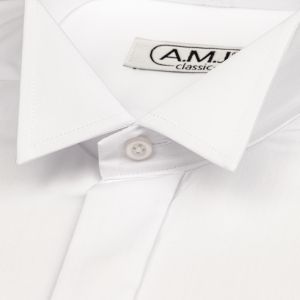 Pánská košile AMJ do fraku na manžetové knoflíčky, bílá JDA018FR, dlouhý rukáv, frakový límec