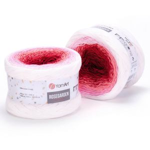 Pletací příze YarnArt ROSEGARDEN 304 červeno-růžovo-bílá, melírovaná (duhová), efektní, 250g/1000m