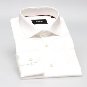 Pánská košile MMER bavlněná, jednobarevná ecru 013DRL/B, dlouhý rukáv, (regular + slim fit)