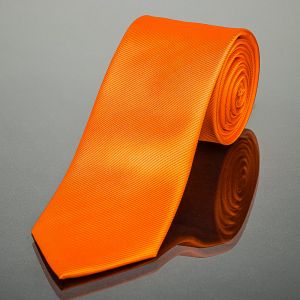 Kravata pánská AMJ jednobarevná KU0030, oranžová