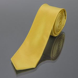 Kravata pánská AMJ úzká jednobarevná KI0005, žlutá