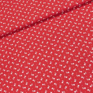 Bavlněné plátno 103000/13794 RED, bílé tulipánky na červené, š.140cm (látka v metráži)