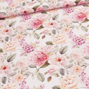 Bavlněné plátno 5312 DIGITÁLNÍ TISK, růžové růže, š.160cm (látka v metráži)